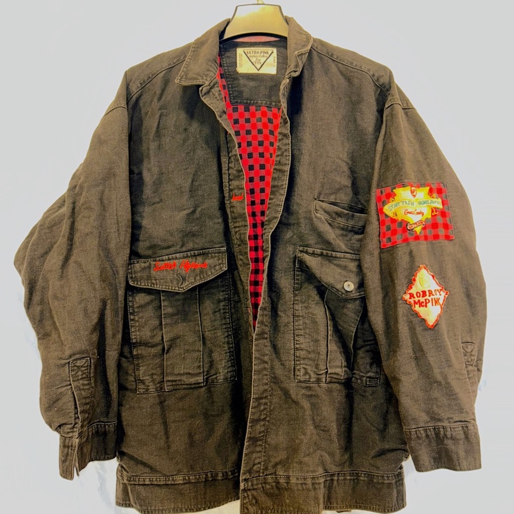 Ultra Pink Black Cotton Field Jacket with Red Check Lining